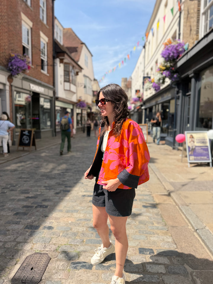 Flower Power Denim Jacket: Reversible