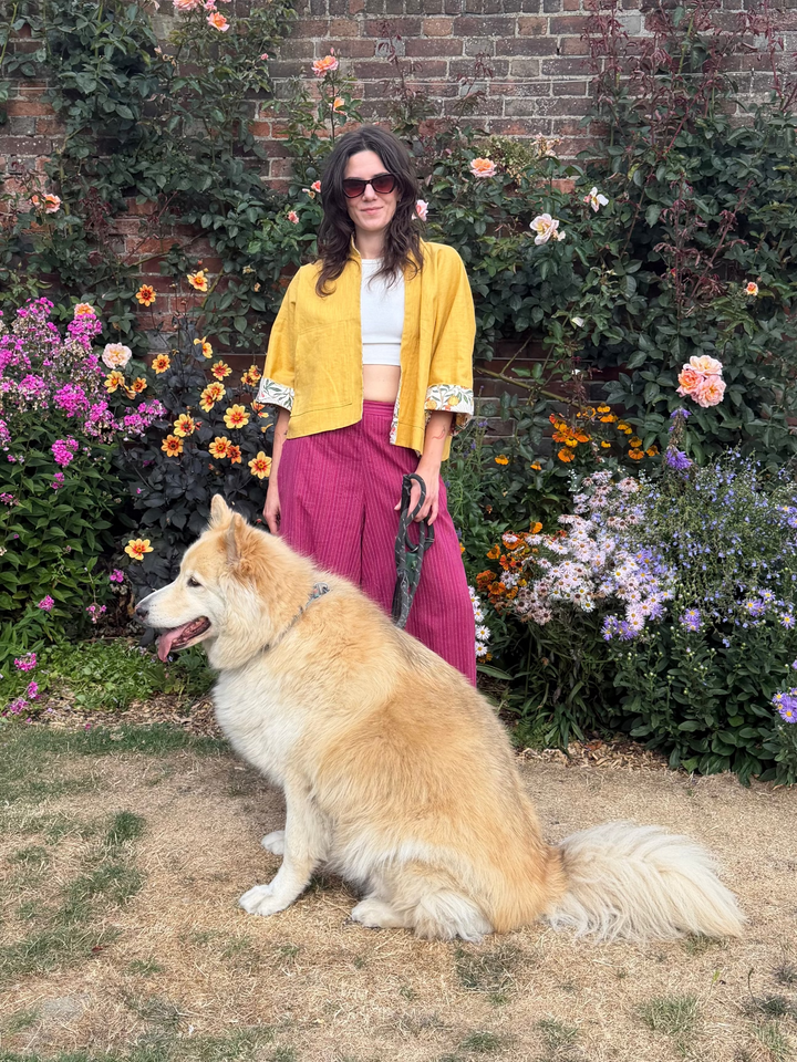 Yellow Cockatoo Linen Jacket: Reversible