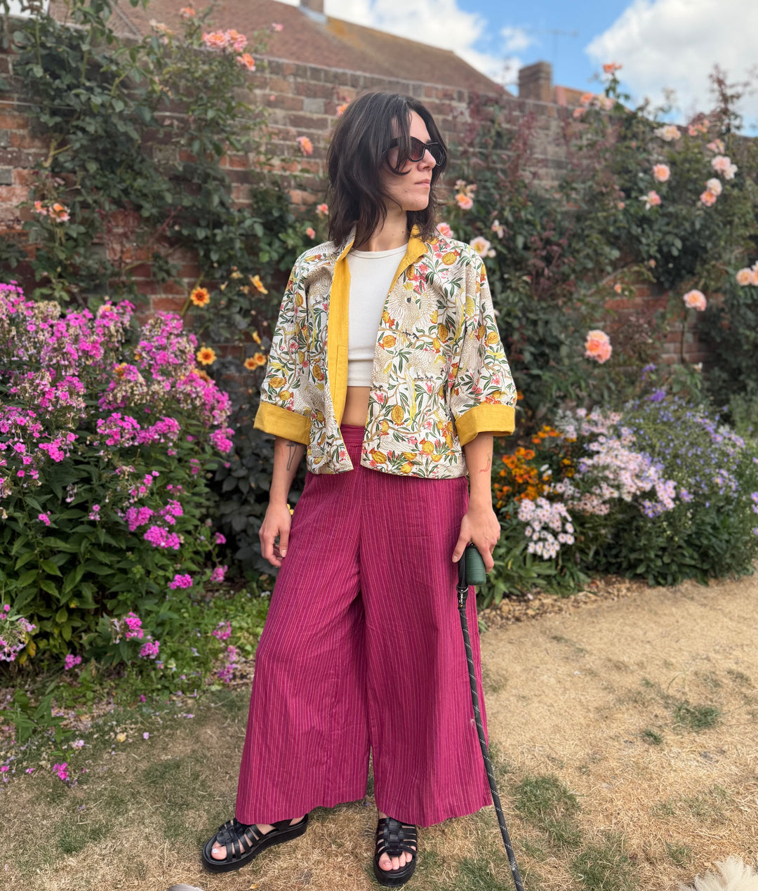 Yellow Cockatoo Linen Jacket: Reversible