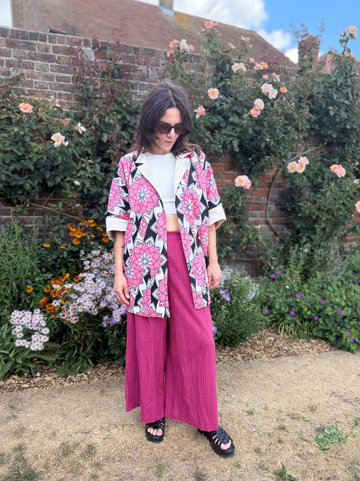 Raspberry Vibes Linen Jacket: Mid-Length