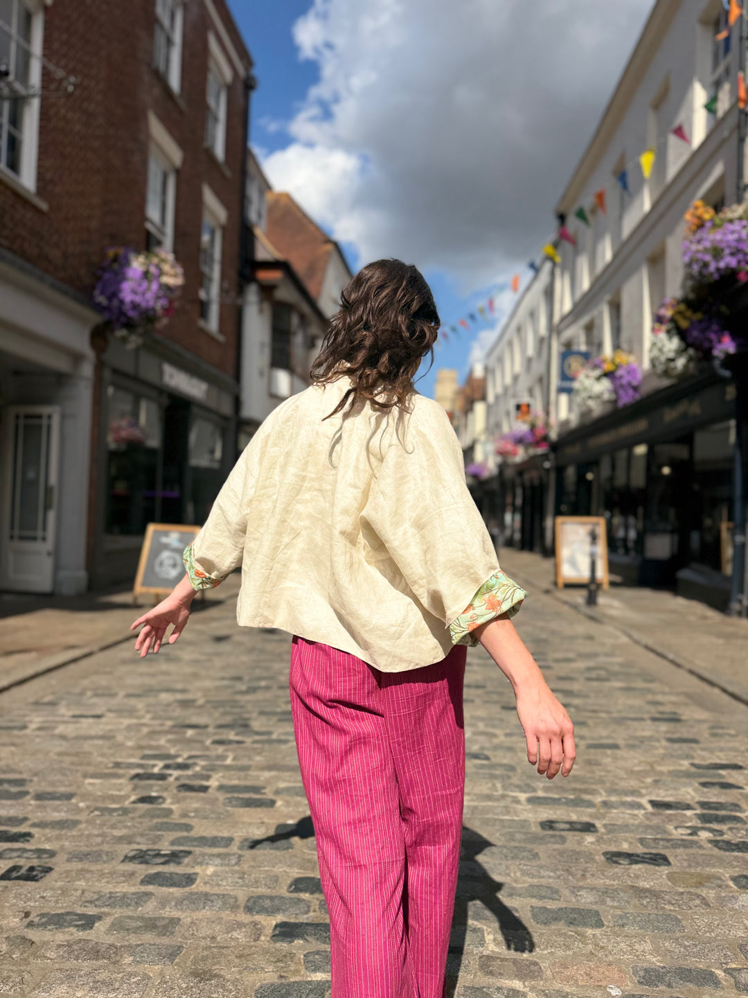 Garden Tulip Linen Jacket: Reversible