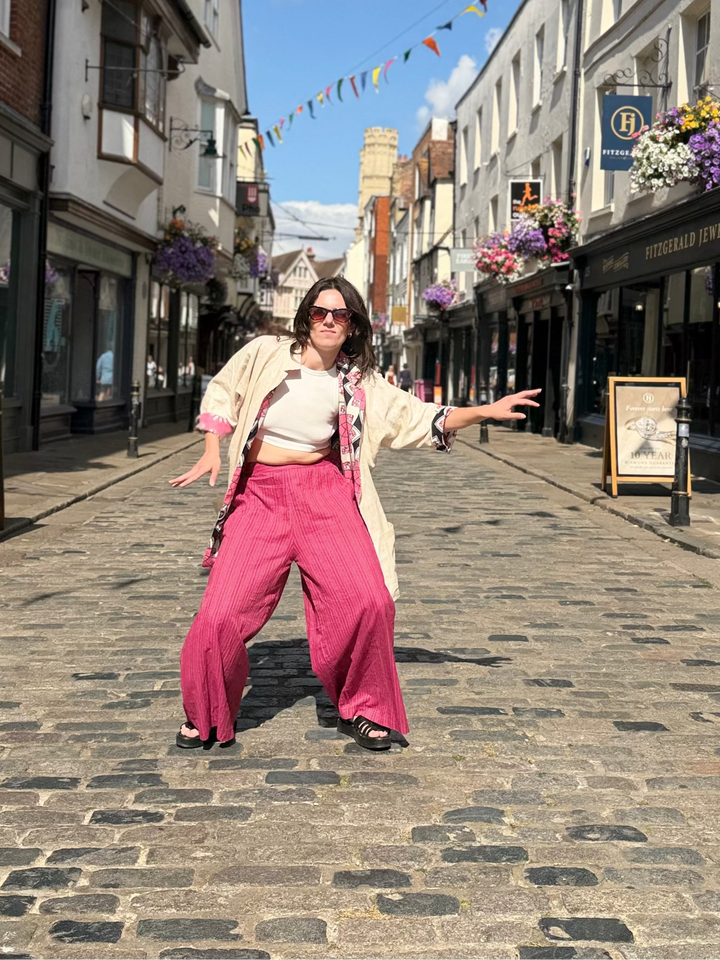 Raspberry Vibes Linen Jacket: Mid-Length