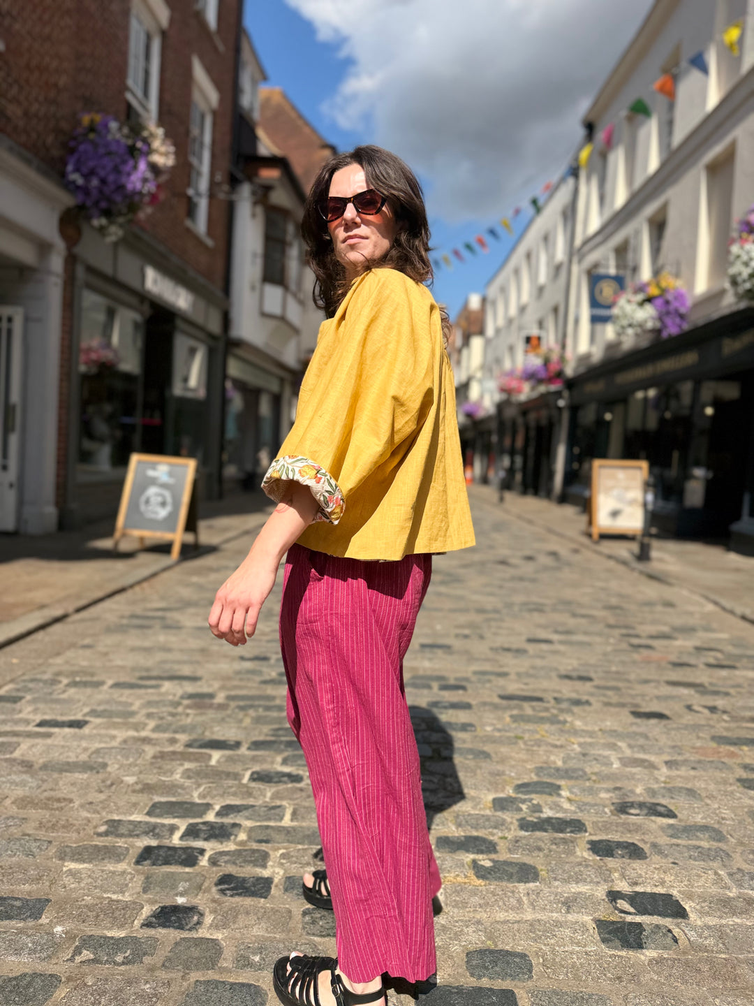 Yellow Cockatoo Linen Jacket: Reversible