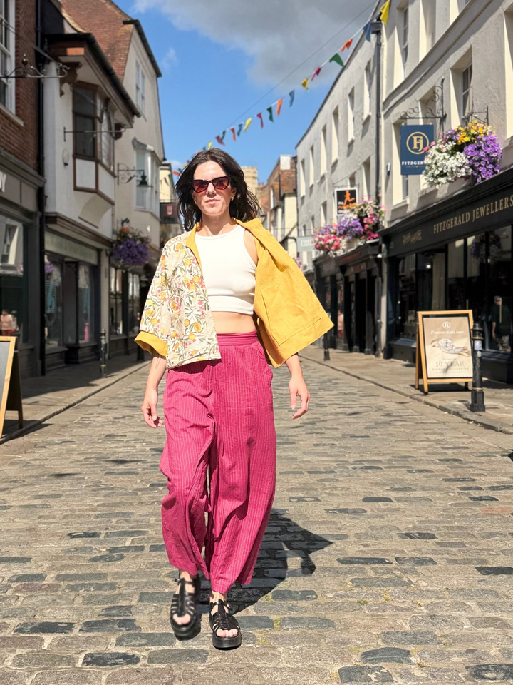 Yellow Cockatoo Linen Jacket: Reversible