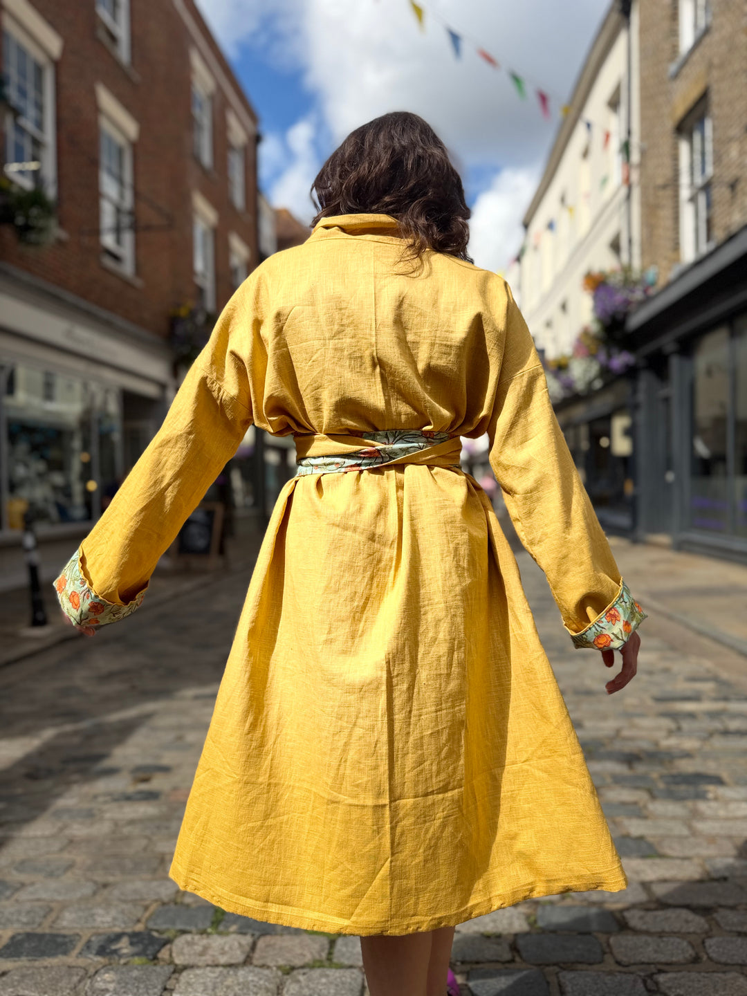 Sweeping Sonata Linen and Chanderi Coat: Reversible, and featuring an Obi Belt