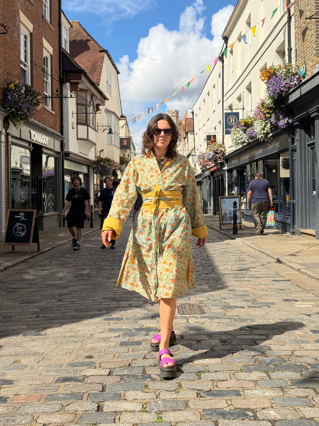 Sweeping Sonata Linen and Chanderi Coat: Reversible, and featuring an Obi Belt