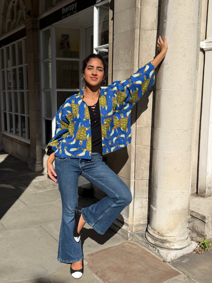 Sea Turtles Linen Jacket: Reversible