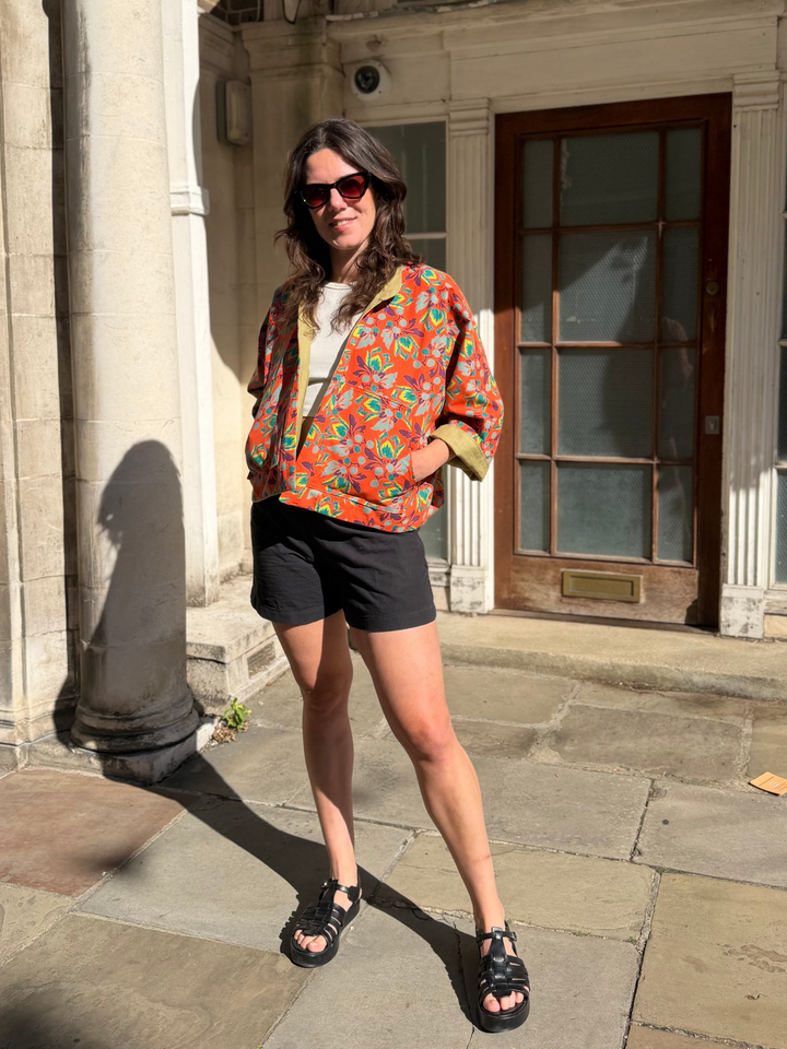 Orange Garden Linen Jacket: Reversible