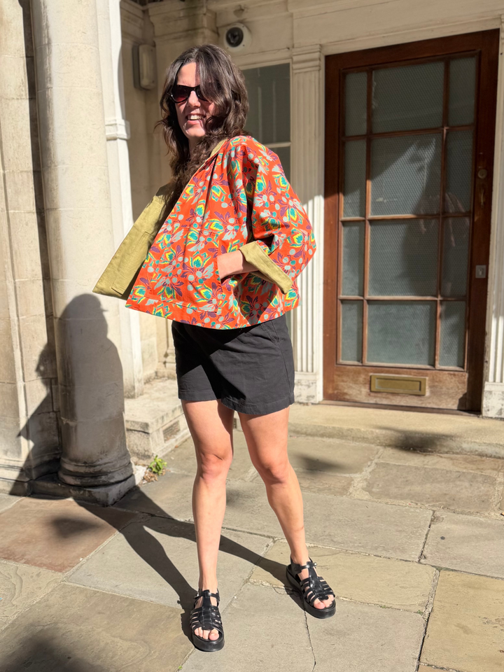 Orange Garden Linen Jacket: Reversible