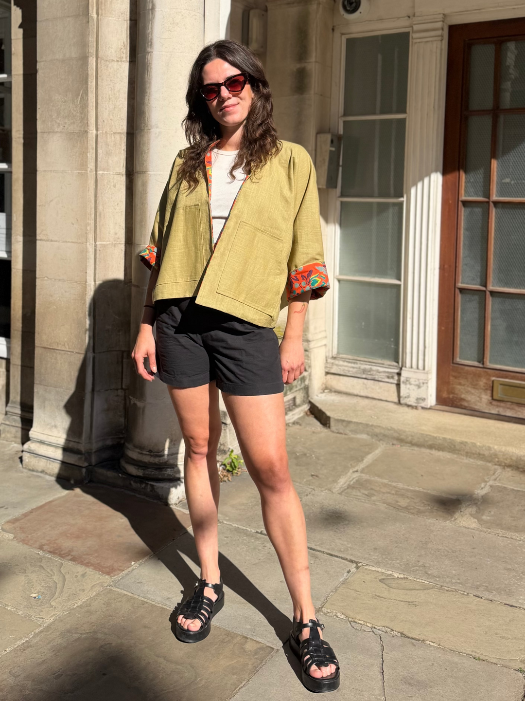 Orange Garden Linen Jacket: Reversible