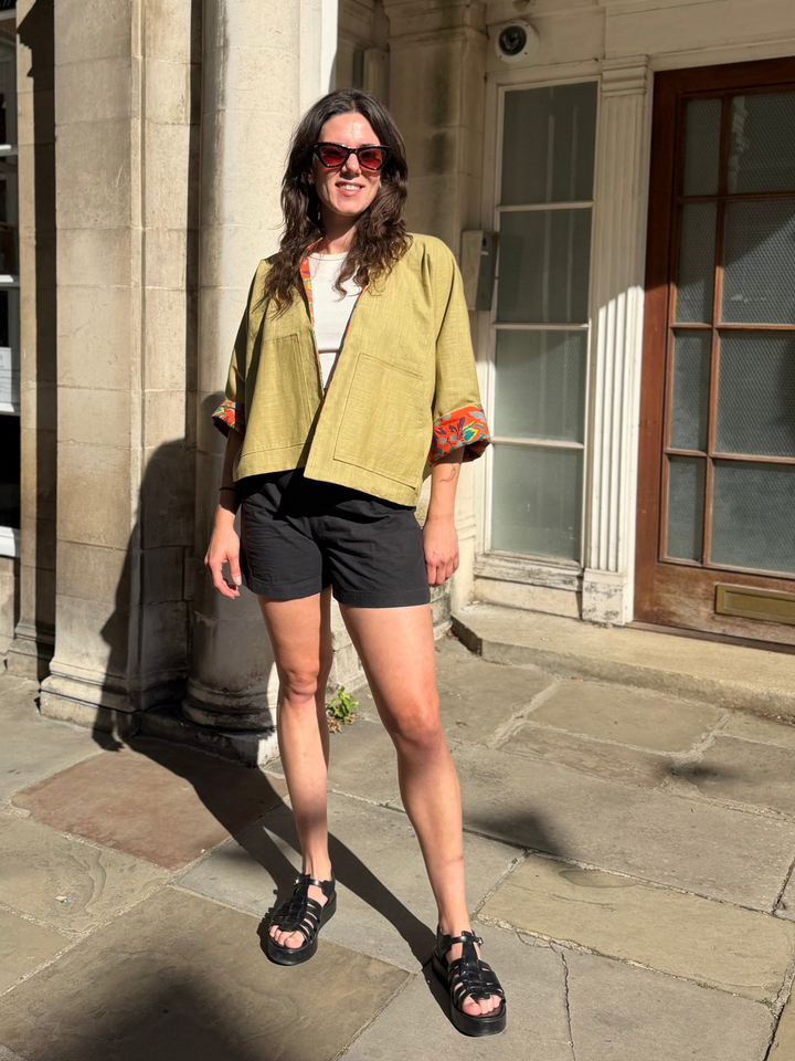 Orange Garden Linen Jacket: Reversible