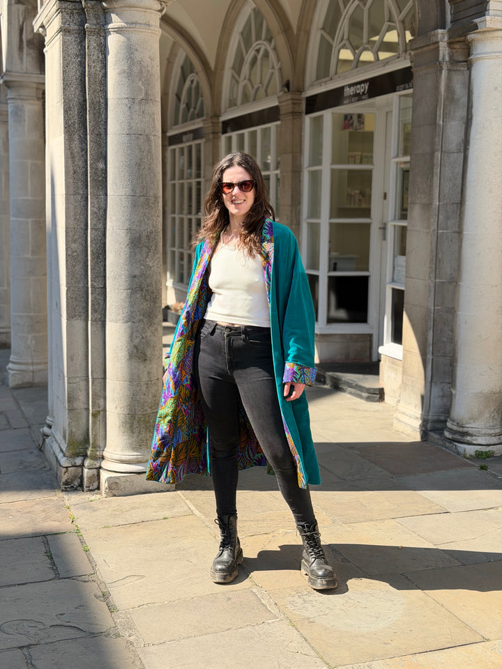 Psychedelic Foliage Velvet Coat: Reversible