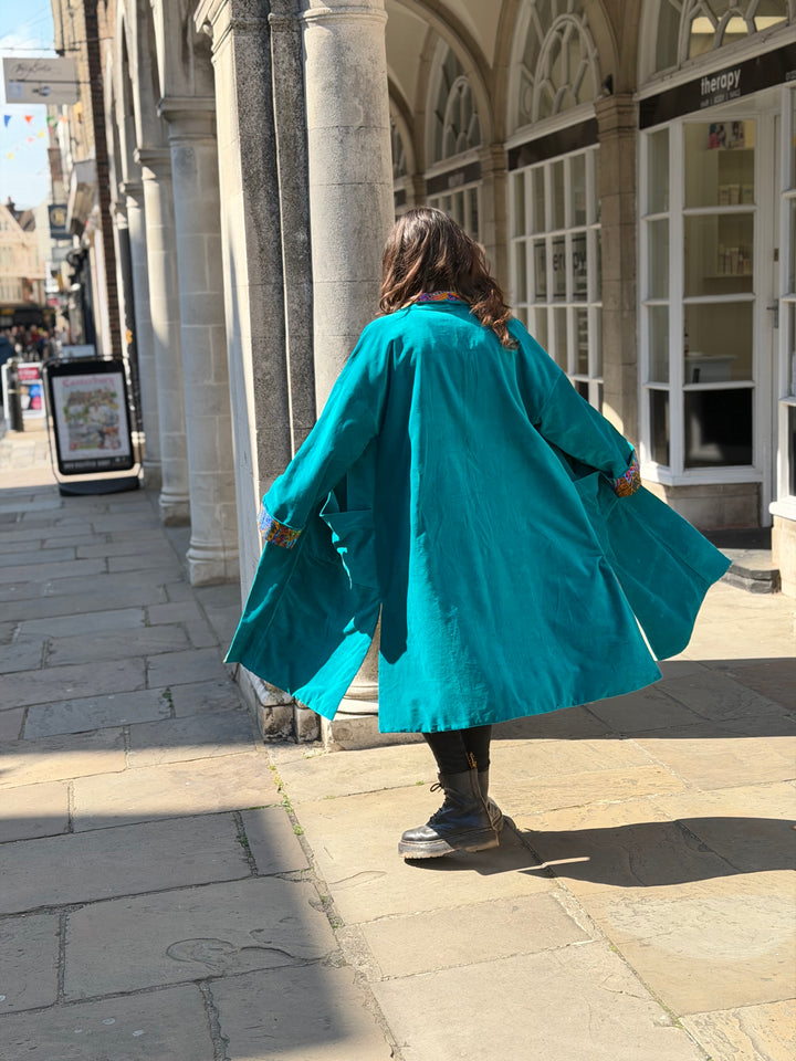 Psychedelic Foliage Velvet Coat: Reversible