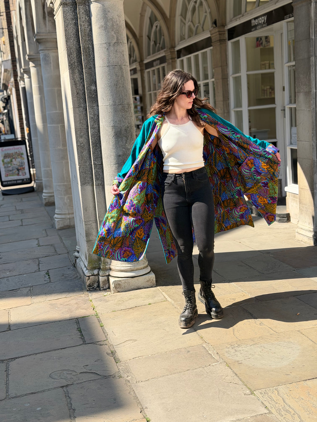 Psychedelic Foliage Velvet Coat: Reversible