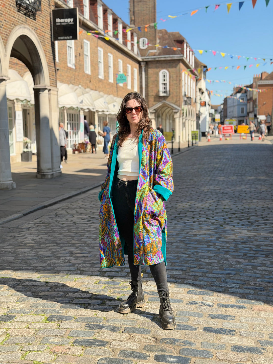 Psychedelic Foliage Velvet Coat: Reversible