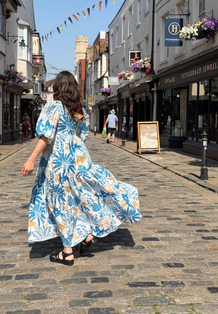 Screen Print Cotton Tiered Dress