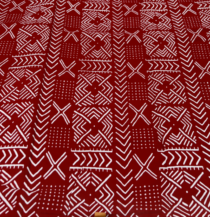 Red digital Print on Natural Cotton Flannel Winter