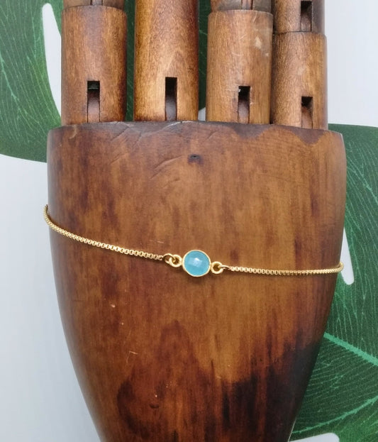 Adjustable Aqua Chalcedony Bracelet - Violet Elizabeth - Jewellery
