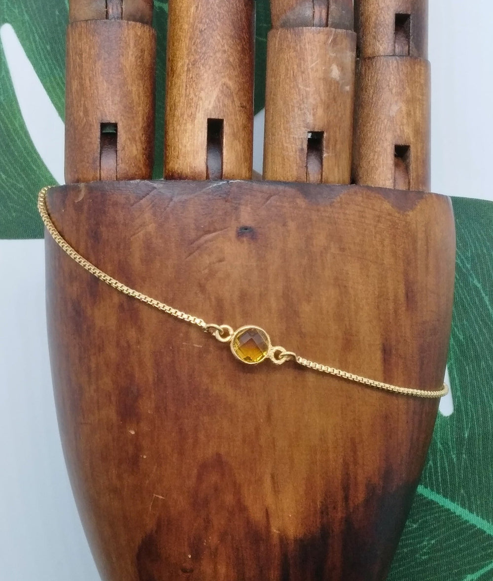 Adjustable Citrine and Gold Plated Bracelet - Violet Elizabeth - Jewellery