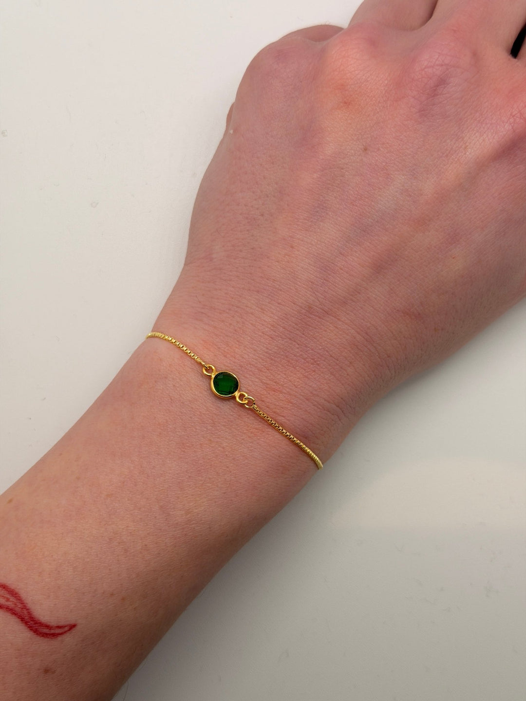 Adjustable Emerald And Gold Plated Bracelet - Violet Elizabeth - Jewellery