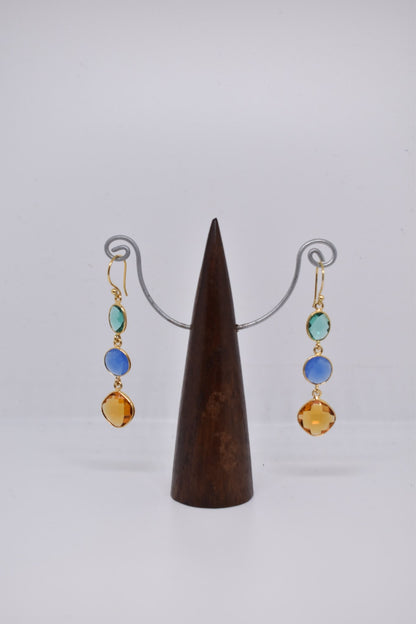 Apatite, Ink Chalcedony and Citrine Triple Threat Earrings - Violet Elizabeth - Jewellery