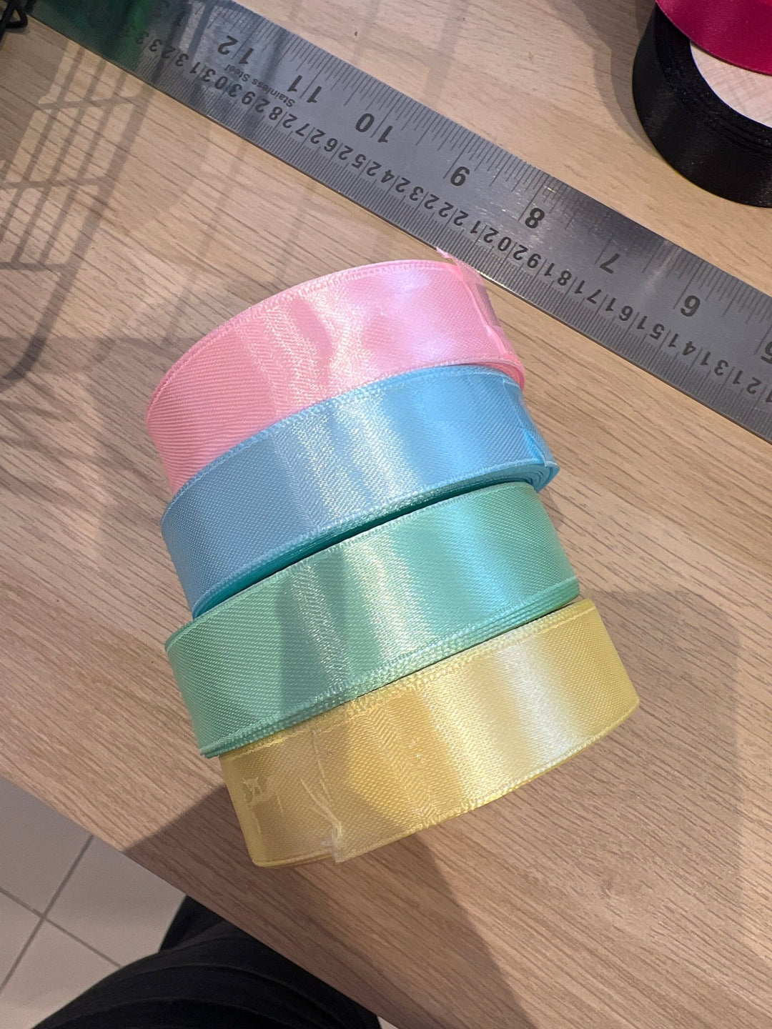 Assorted pastel ribbon. 15m reel - Violet Elizabeth - Haberdashery