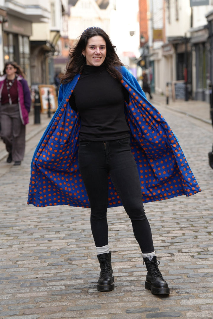 Azule Velvet Coat Long In Rare Batik - Violet Elizabeth - Clothing