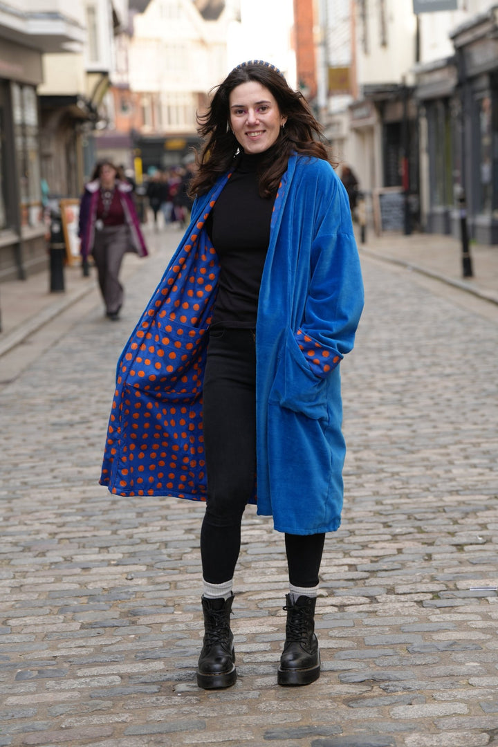 Azule Velvet Coat Long In Rare Batik - Violet Elizabeth - Clothing