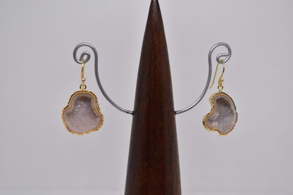 Baby Pink Geode Druzy Earrings - Violet Elizabeth - Jewellery