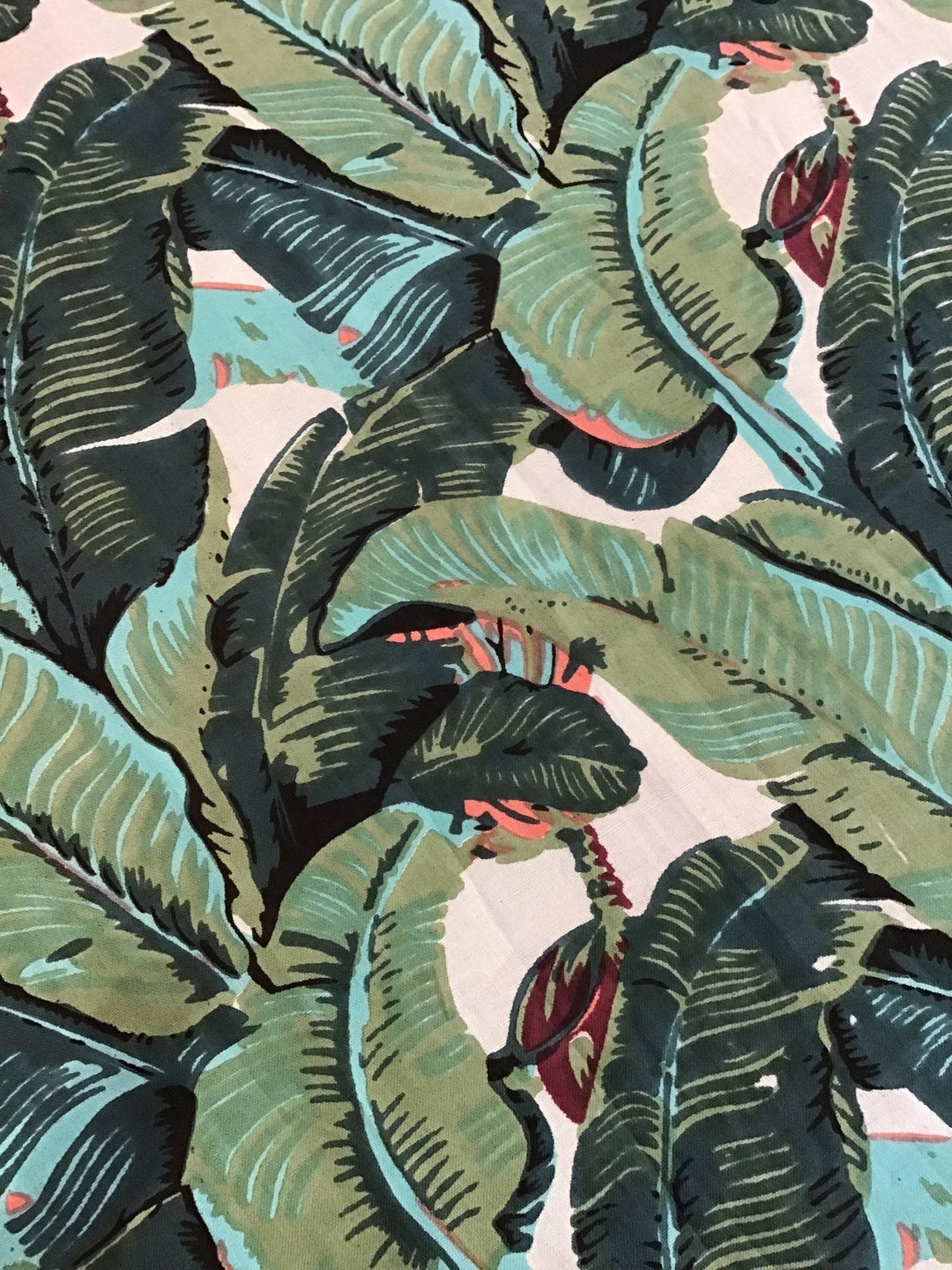 Banana leaf Screen Printed Fabric 100% Cotton - Violet Elizabeth - Haberdashery