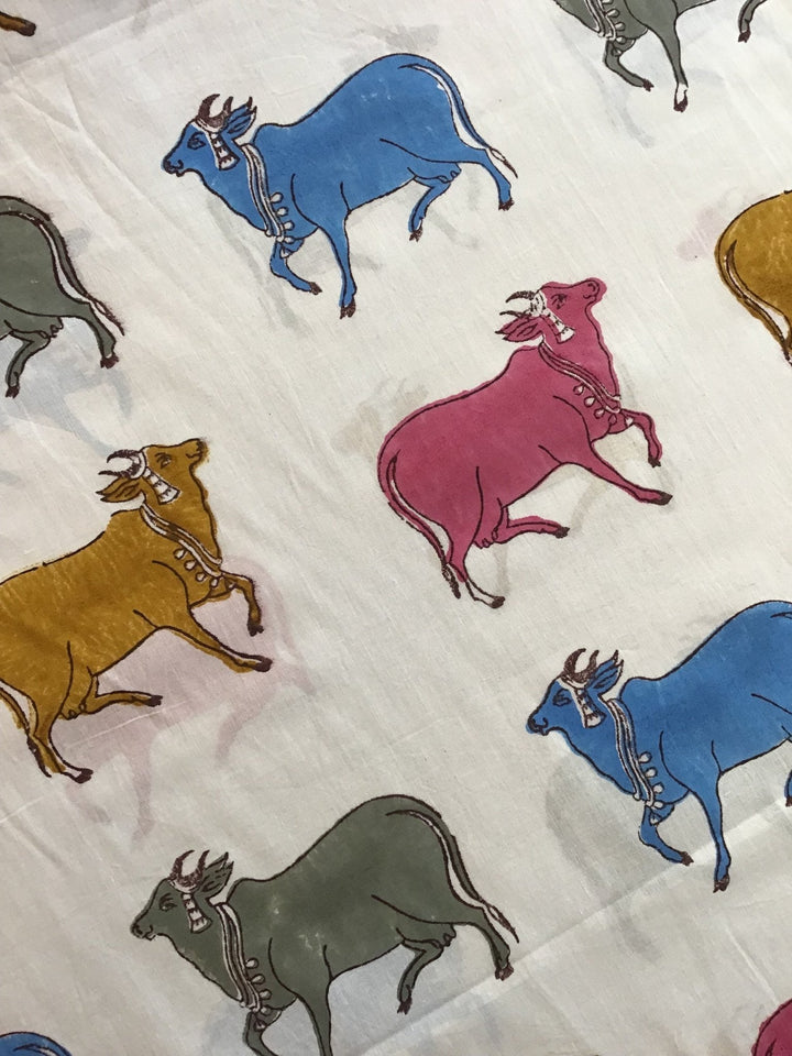 Beautiful Bison Block Printed Cotton Fabric
