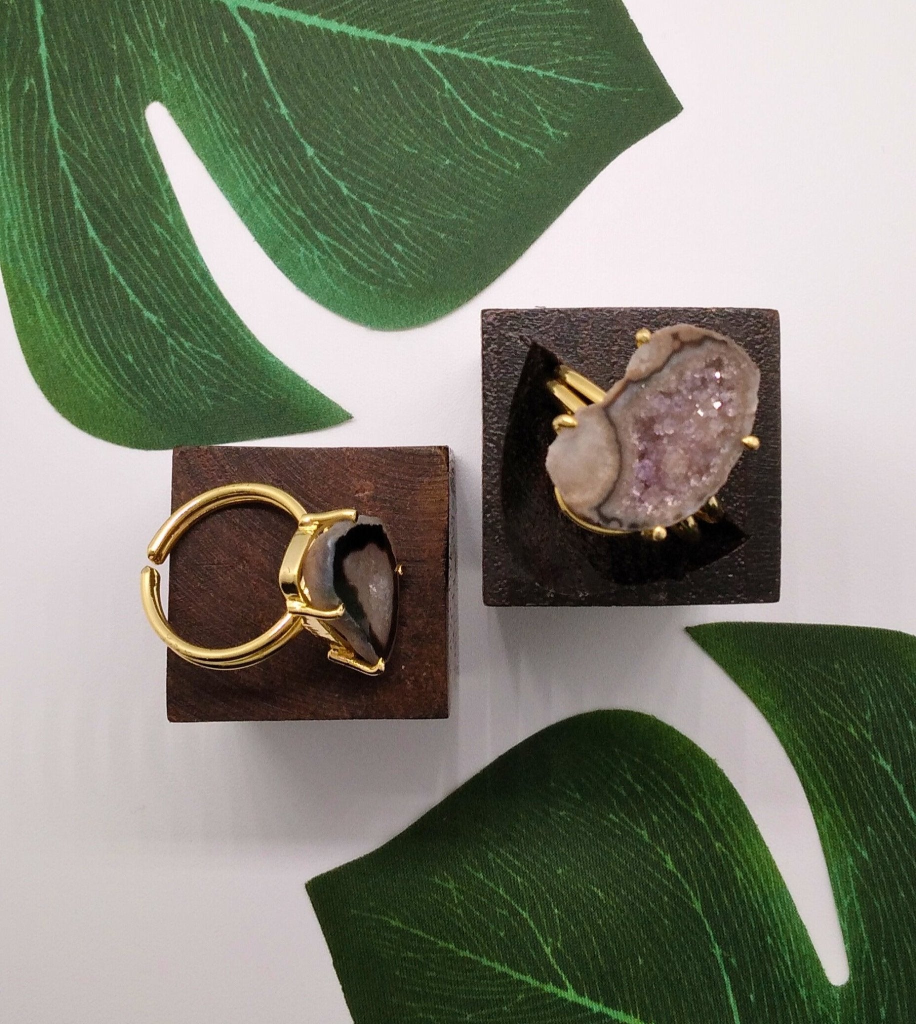 Black Claw Geode Druzy Ring - Violet Elizabeth - Jewellery