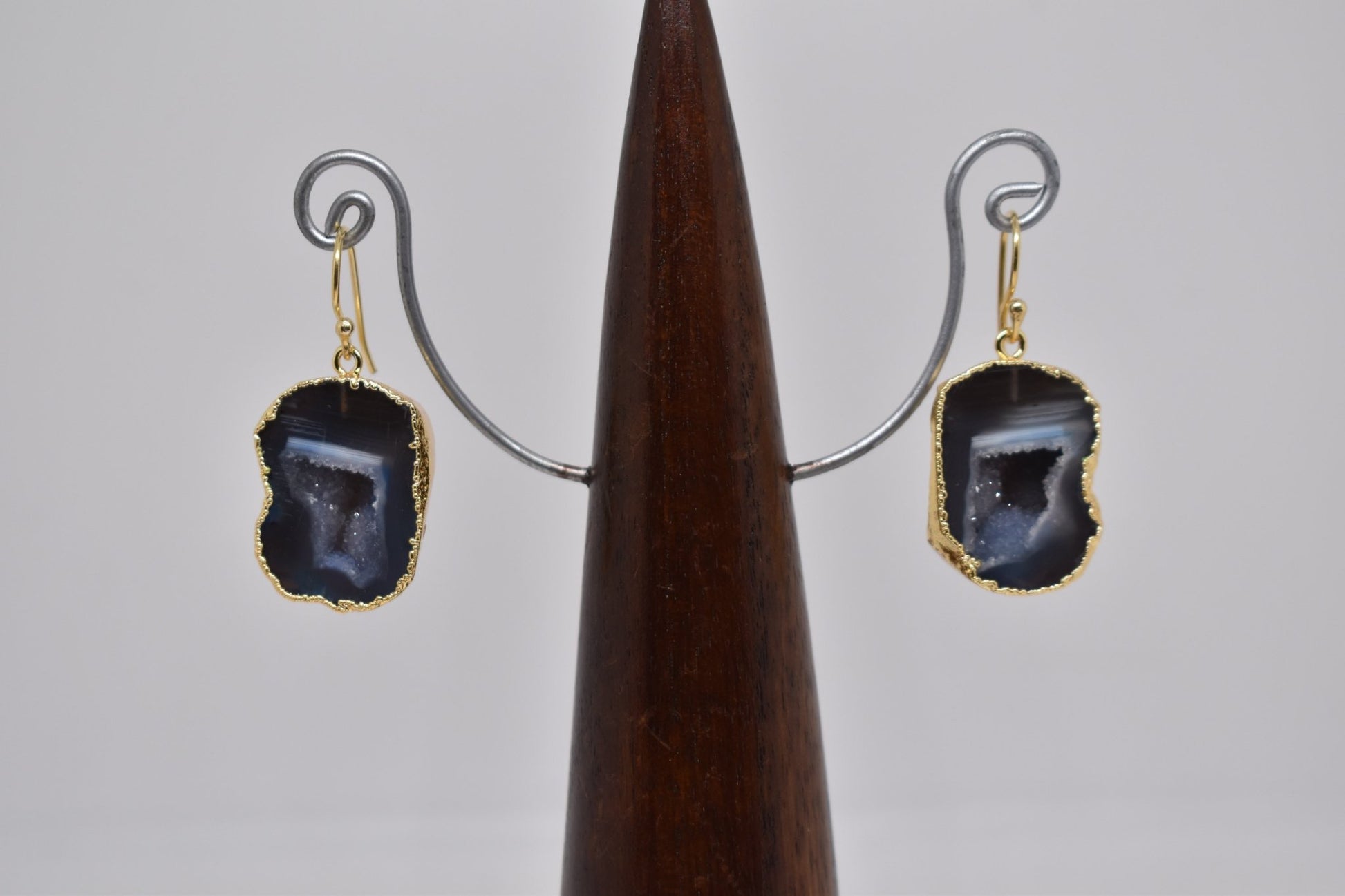 Black Geode Druzy Earrings - Violet Elizabeth - Jewellery