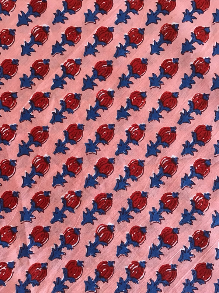 Block Printed Cotton Fabric - Violet Elizabeth - Haberdashery