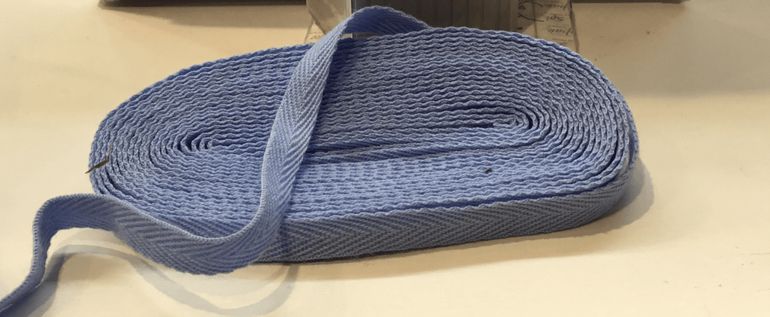 Blue 10mm tape herringbone - Violet Elizabeth - Haberdashery