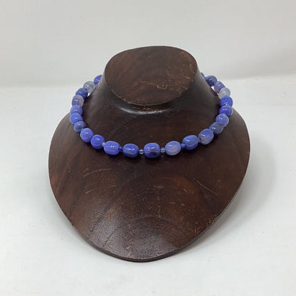 Blue Agate Bead necklace - Violet Elizabeth - Jewellery