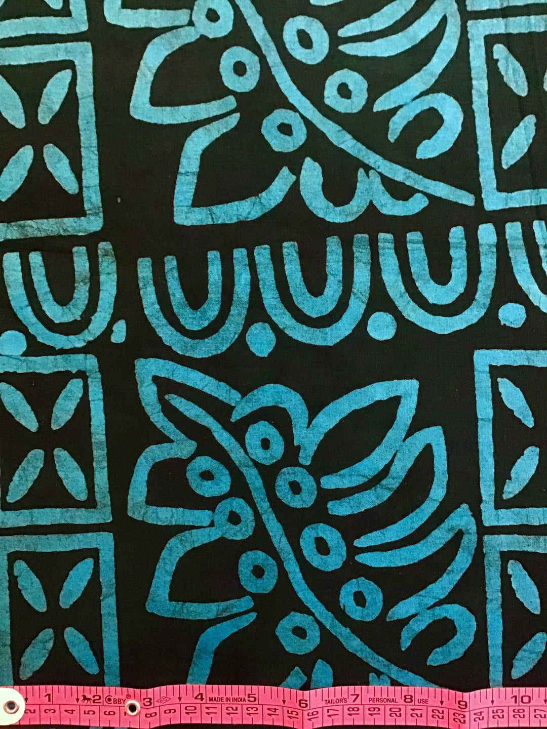 Blue Leaves Batik Fabric - Violet Elizabeth - Haberdashery