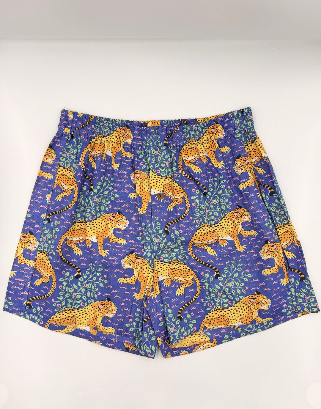 Blue Leopard Cotton Boxer Shorts - Violet Elizabeth - Clothing
