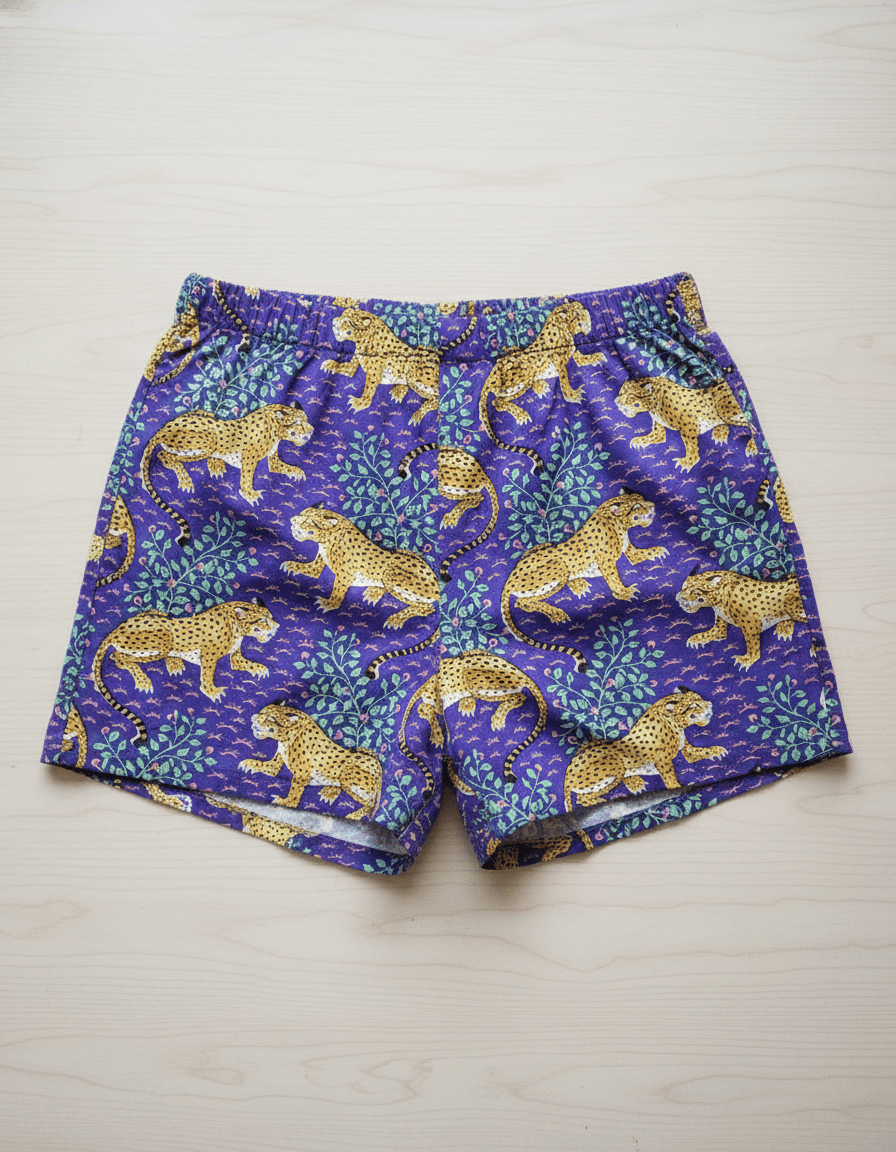 Blue Leopard Cotton Boxer Shorts - Violet Elizabeth - Clothing