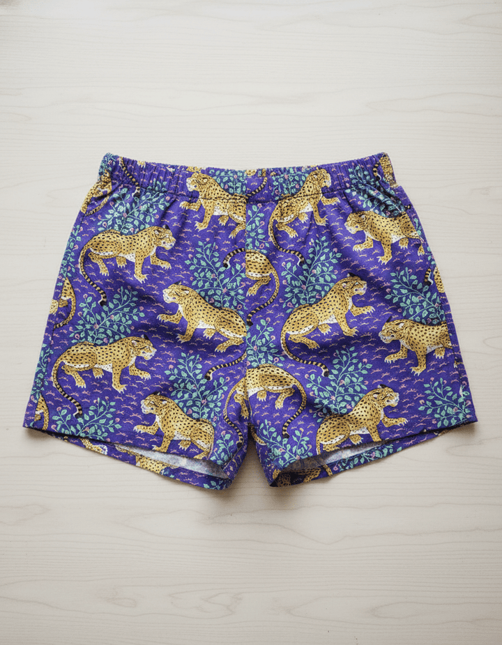 Blue Leopard Cotton Boxer Shorts - Violet Elizabeth - Clothing