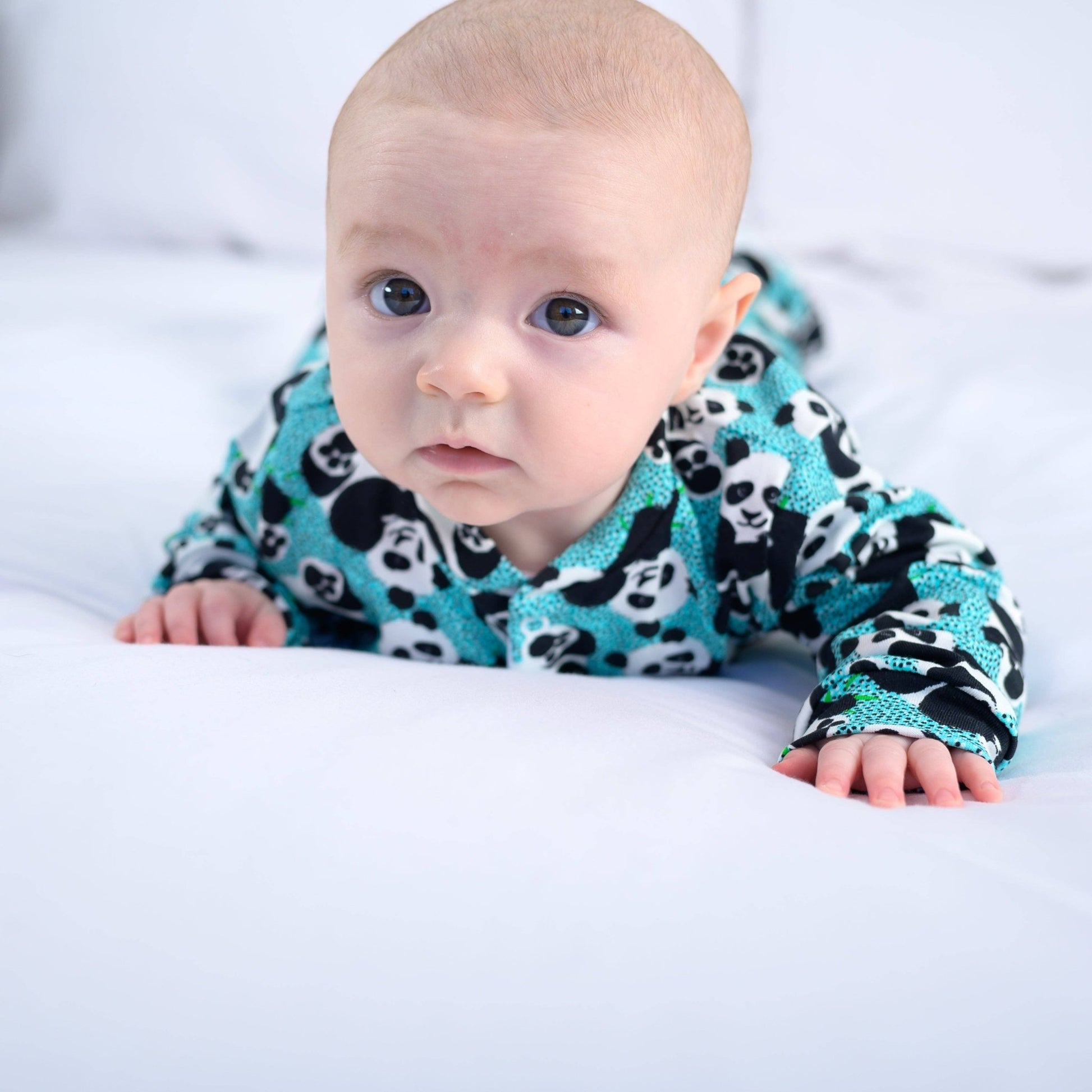 Blue panda cotton sleepsuit: 6 - 12 M - Violet Elizabeth - 