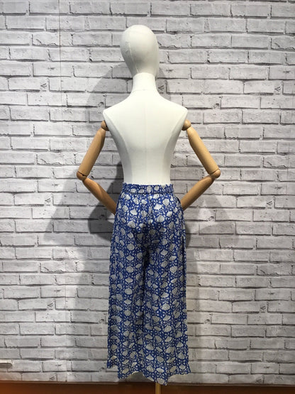 blue white floral Print Trousers - Violet Elizabeth - Clothing