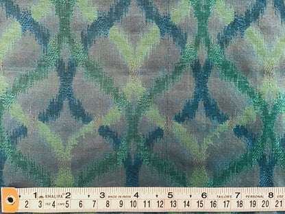 blue/green jaquard fabric - Violet Elizabeth - Haberdashery