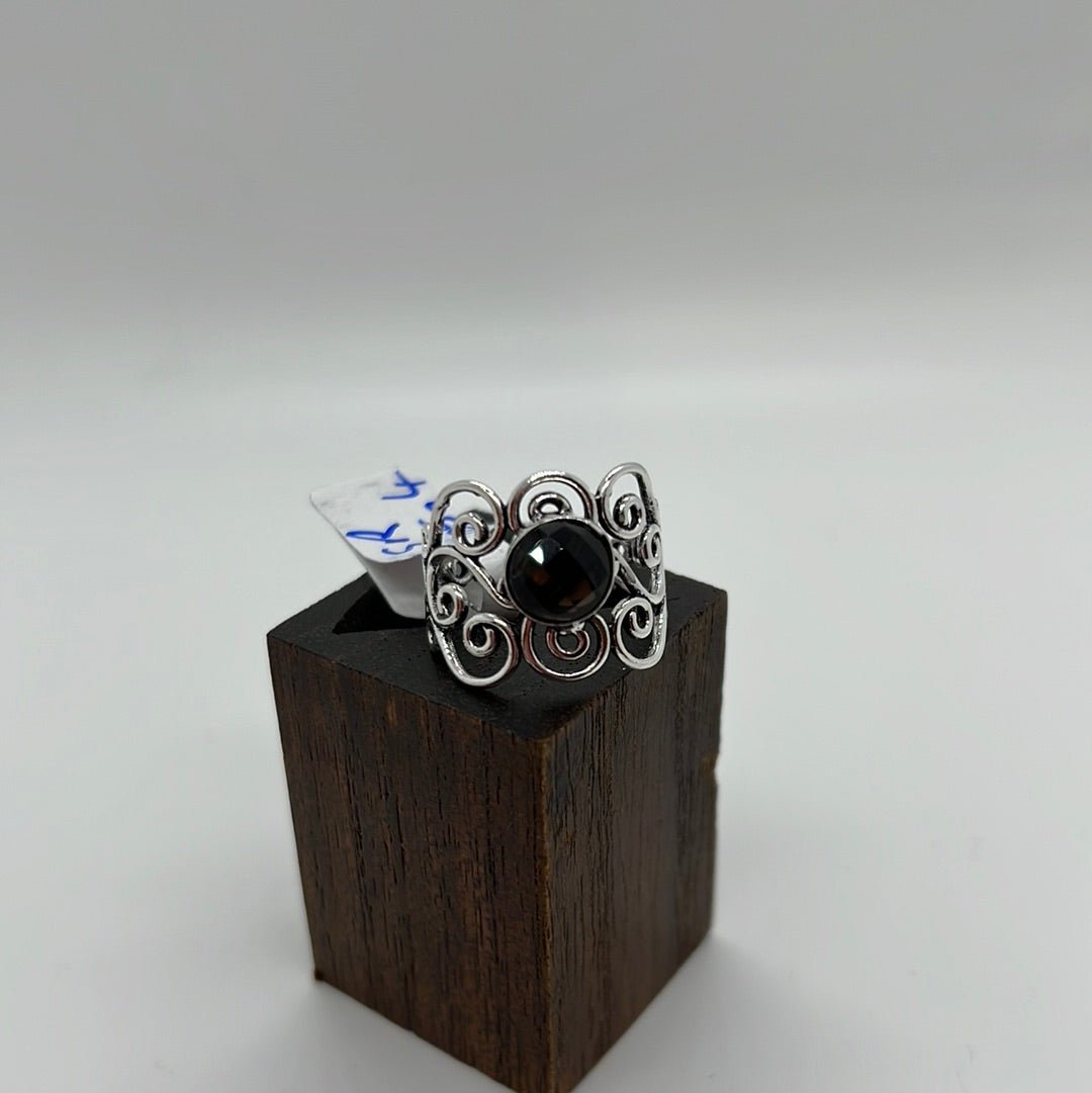 Bohemian Silver Plated Scroll ring: Various Stones - Violet Elizabeth - Jewellery