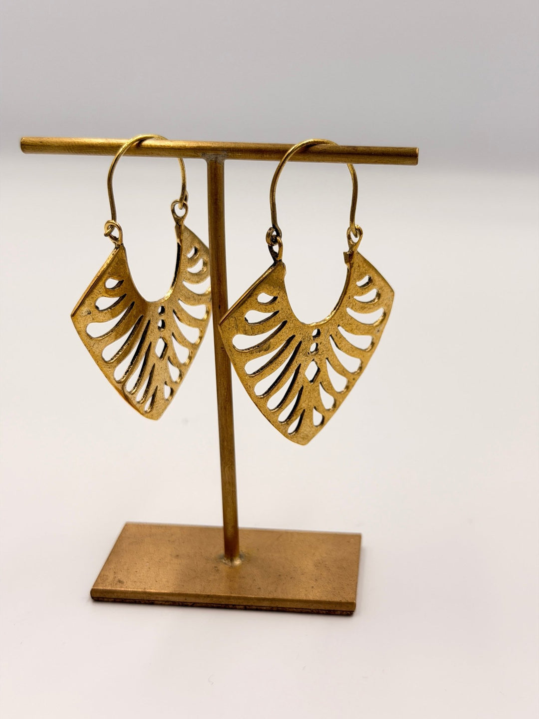 Brass & Silver Leaf Earring Large - Violet Elizabeth - Jewellery