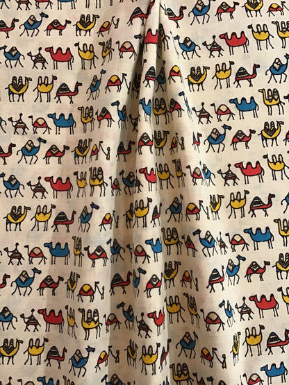 Camel parade Screen Print Fabric 100% Cotton - Violet Elizabeth - Haberdashery