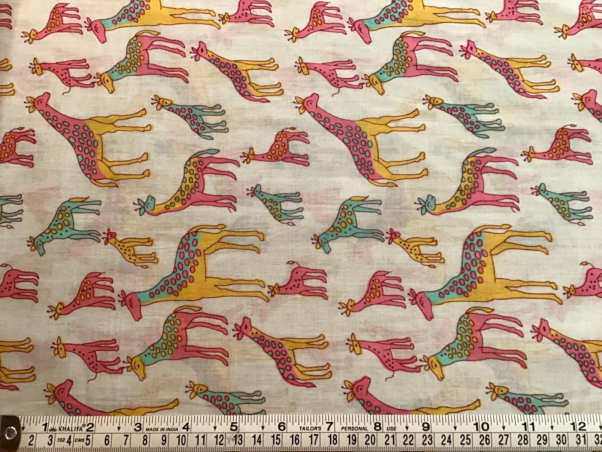 Candy giraffes Screen Printed Fabric 100% Cotton - Violet Elizabeth - Haberdashery