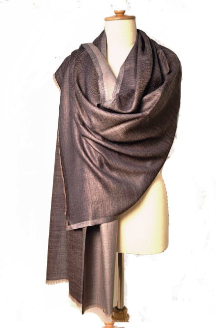Cashmere wool and Silk scarf - Hand loomed scarves Bronze tones - Violet Elizabeth - Apparel & Accessories