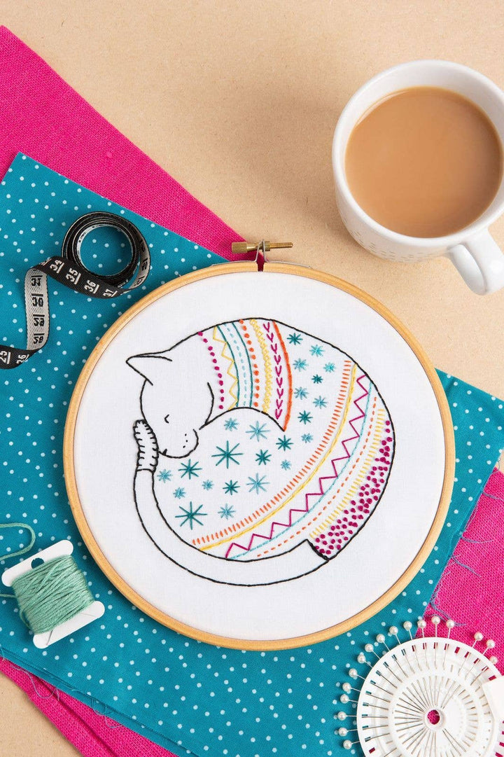Cat Embroidery Kit | Complete Craft Kit for Beginners - Violet Elizabeth - Haberdashery