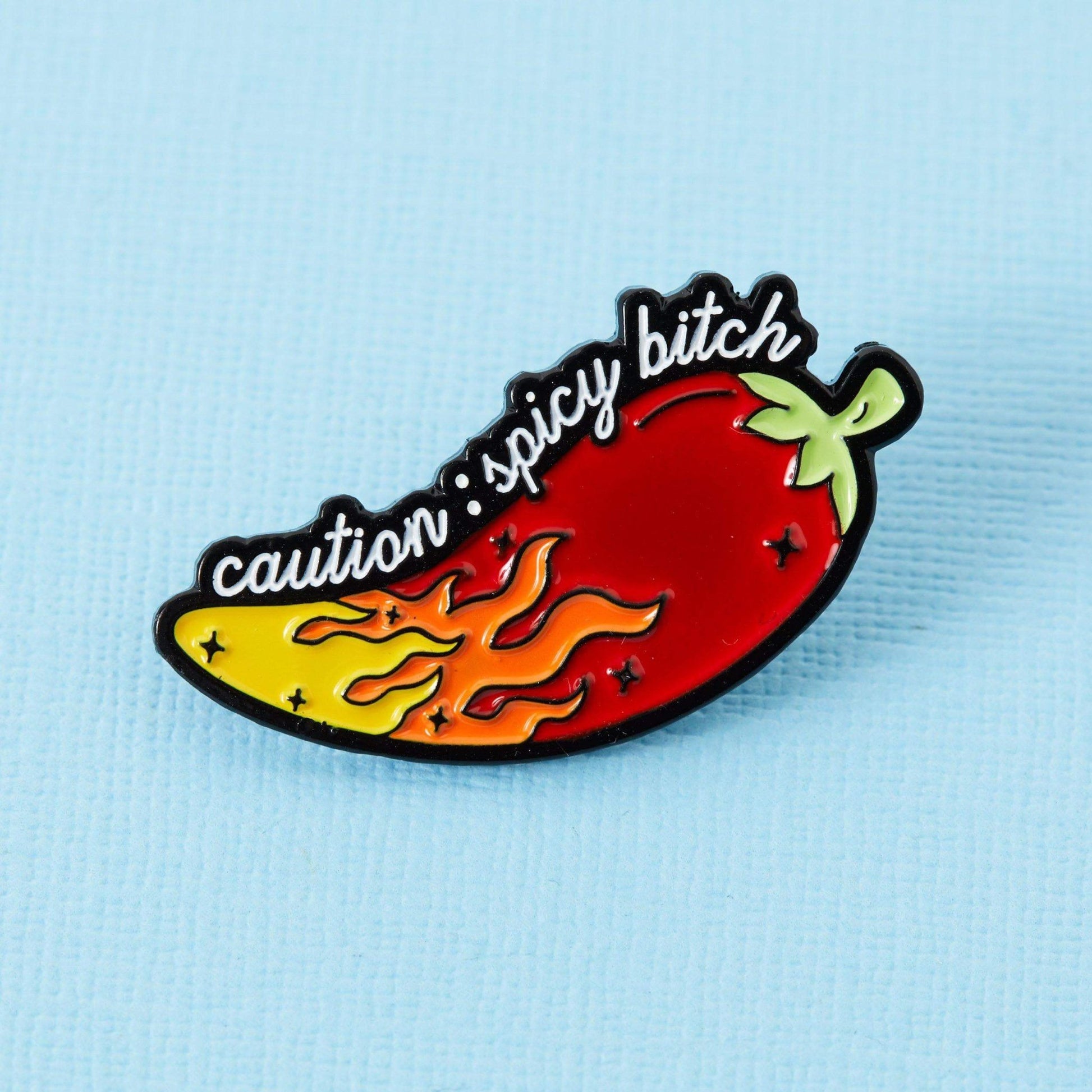 Caution: Spicy Bitch Enamel Pin - Violet Elizabeth - Jewellery